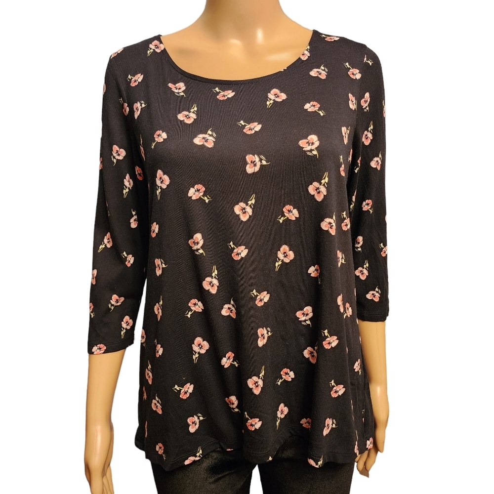 J. Jill Floral and Polka Dot High-low Shirt